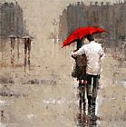 Umbrella Canvas Paintings - Red umbrella